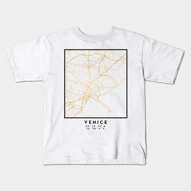 VENICE ITALY CITY STREET MAP ART Kids T-Shirt by deificusArt